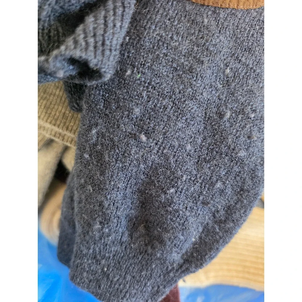 J.Crew Wool Elbow Patches Preppy Old Money British Navy Blue Slim Sweater S-M